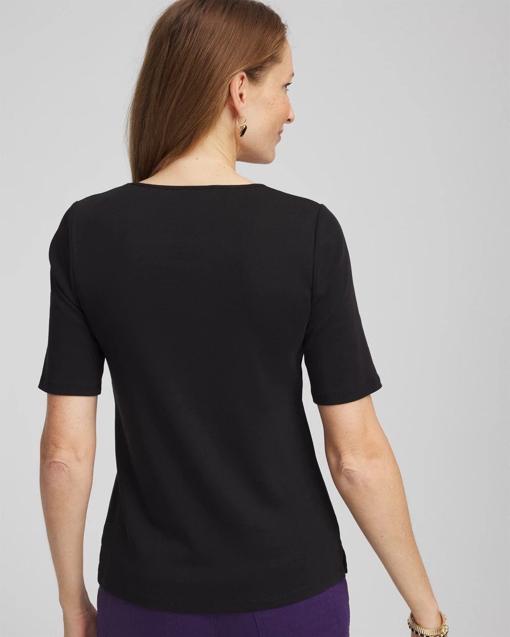 Chico's | Pima Cotton Henley Tee/ Black