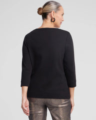Chico's | 3/4 Sleeve V-Neck Tee/ Black