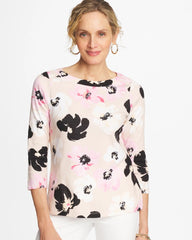 Chico's | Printed Pima 3/4 Sleeve Tee/ Sweet Blossom
