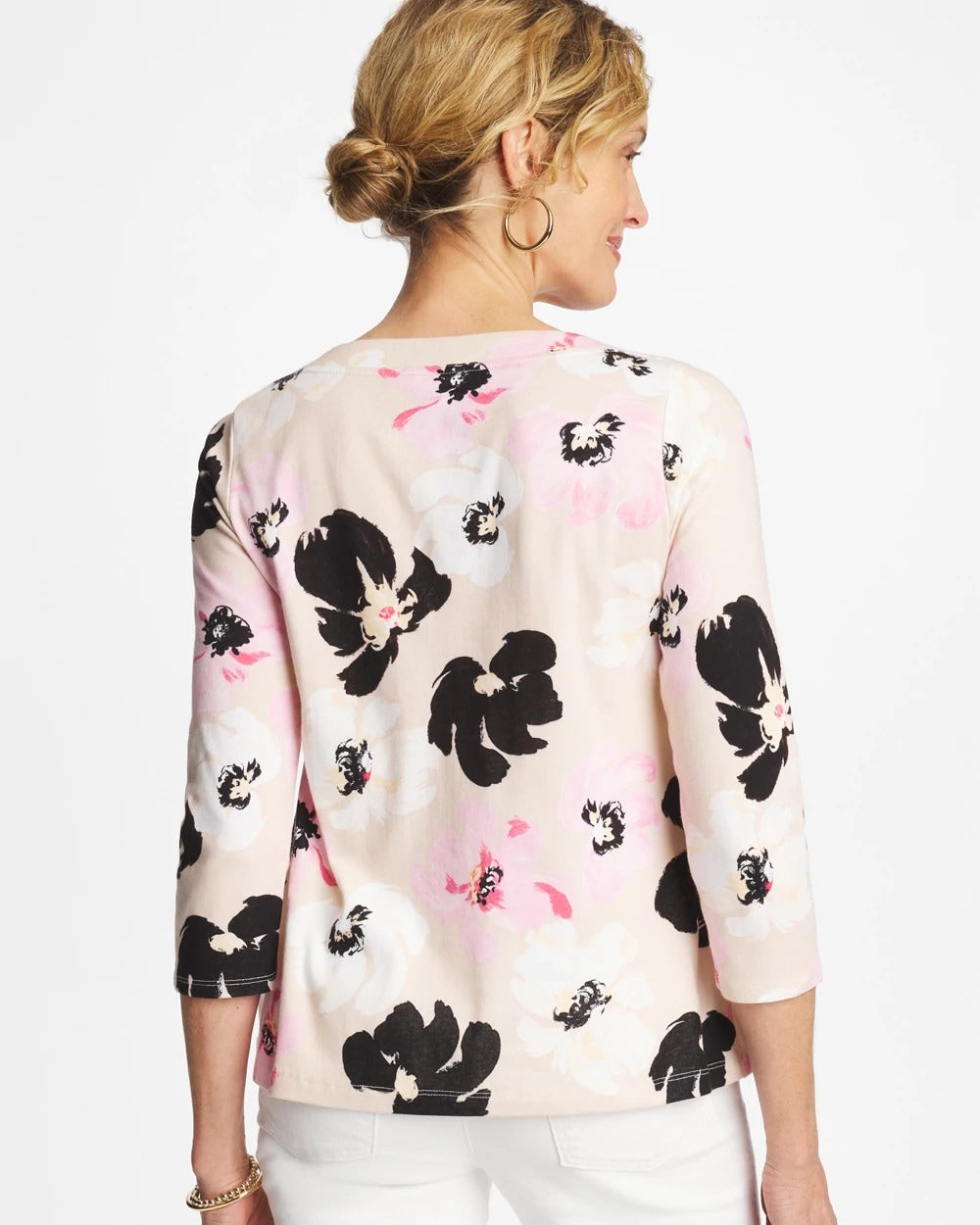 Chico's | Printed Pima 3/4 Sleeve Tee/ Sweet Blossom