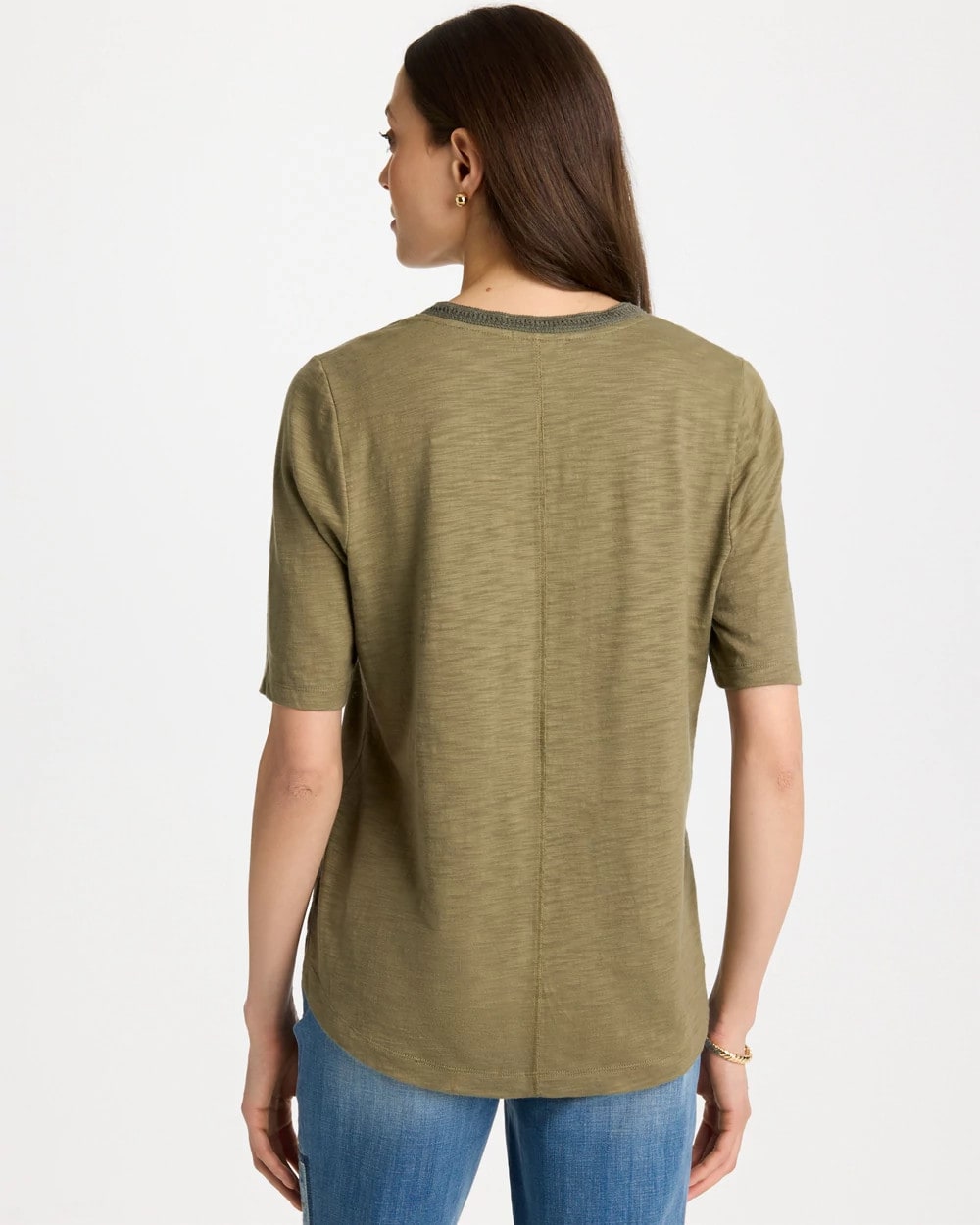 Chico's | Cotton Slub V-Neck Tee/ Lichen