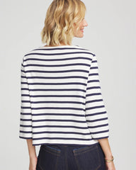 Chico's | Bateau Neck Stripe Top/ Ecru