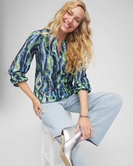 Chico's | Ocean Plume Crinkle Top/ Passport Blue