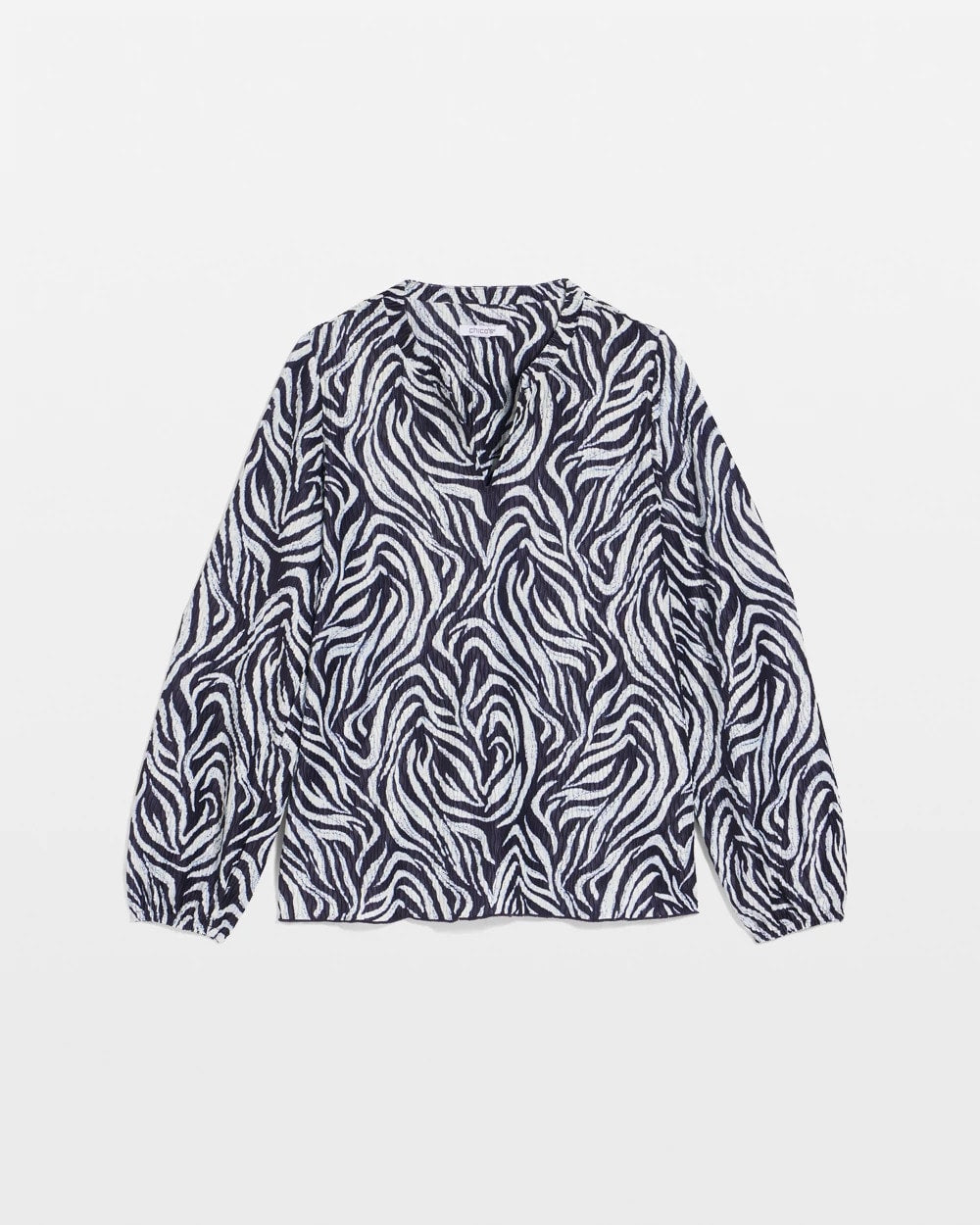 Chico's | Zebra Waves Crinkle Top/ Passport Blue