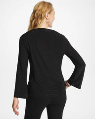 Chico's | Textured Long Sleeve Cowlneck Tee/ Black
