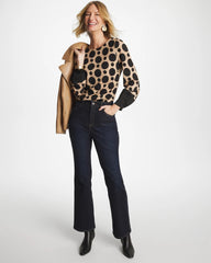 Chico's | Ponte Poplin Polka-Dot Top/ Cattail Brown