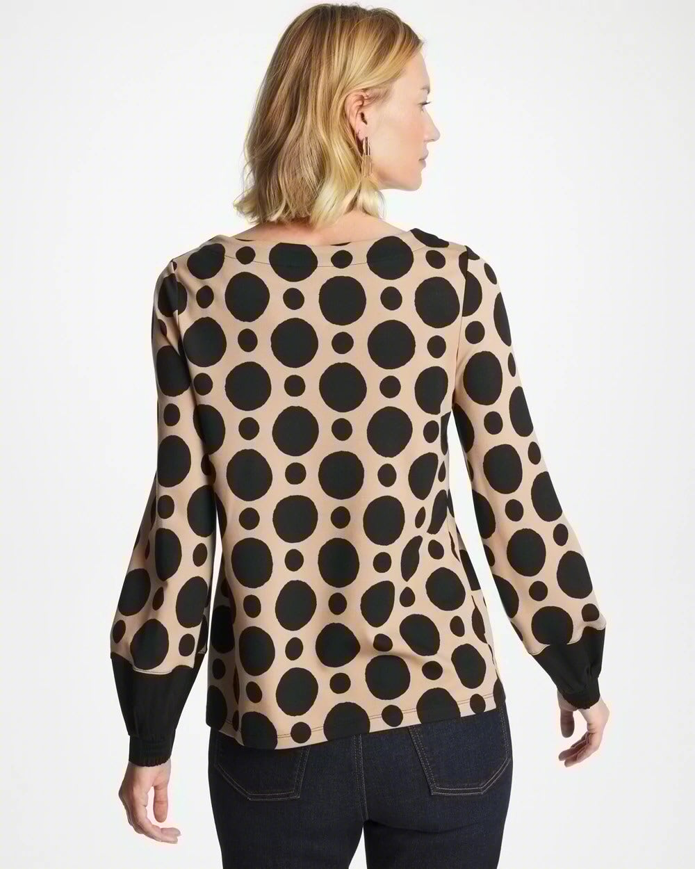 Chico's | Ponte Poplin Polka-Dot Top/ Cattail Brown