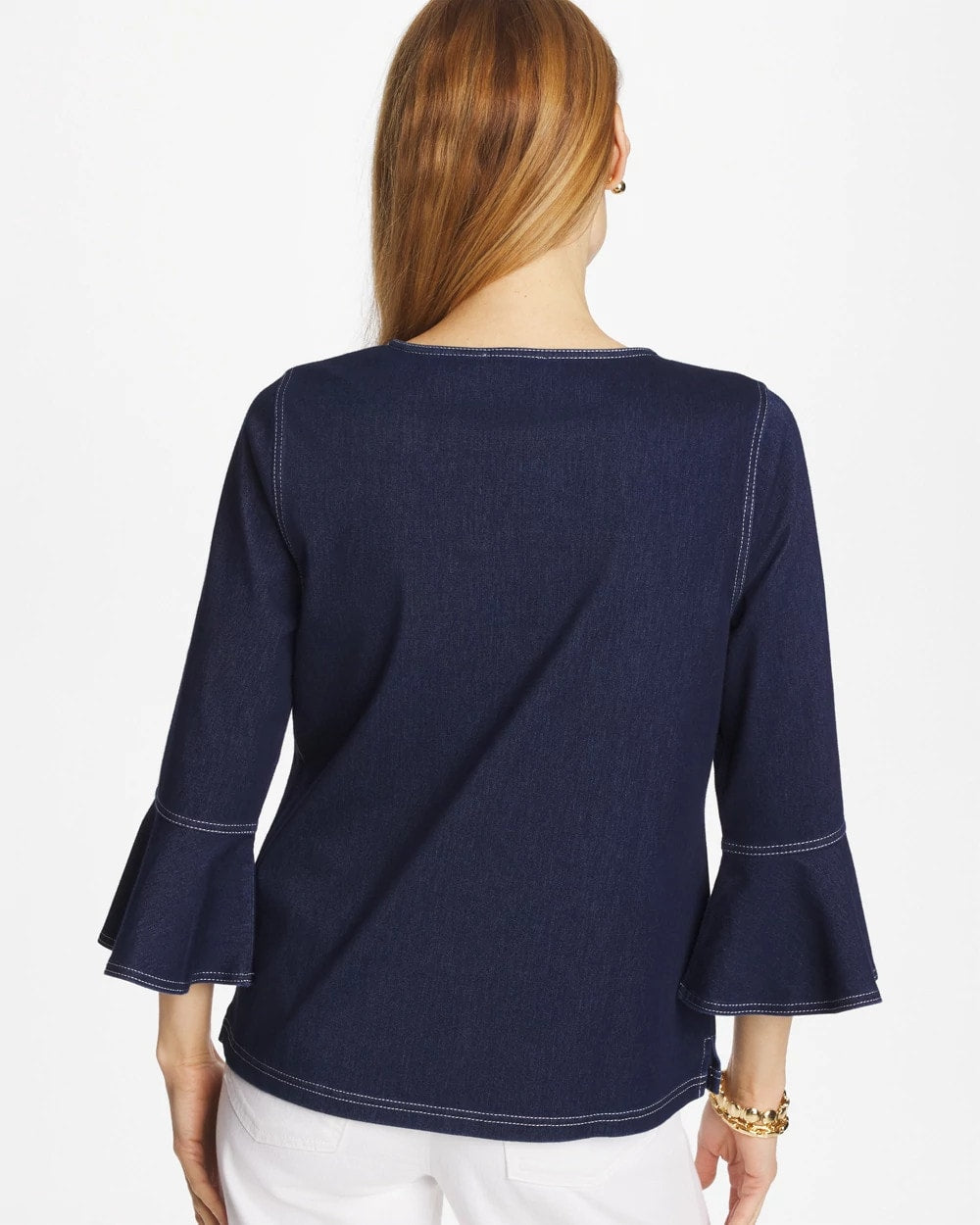Chico's | Indigo Denim Trumpet Sleeve Top/ Denim