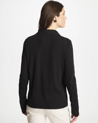 Chico's | Collared Rib Mix Henley/ Black