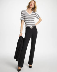 Chico's | Pima V-Neck Tab Sleeve Tee/ Black