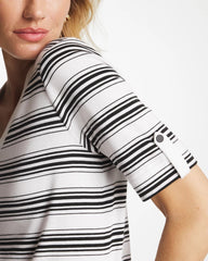 Chico's | Pima V-Neck Tab Sleeve Tee/ Black