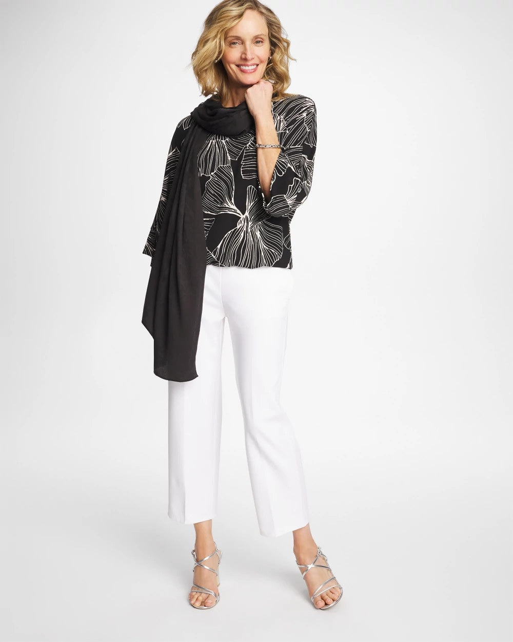 Chico's | Ginkgo Matte Jersey Bubble Hem Top/ Black
