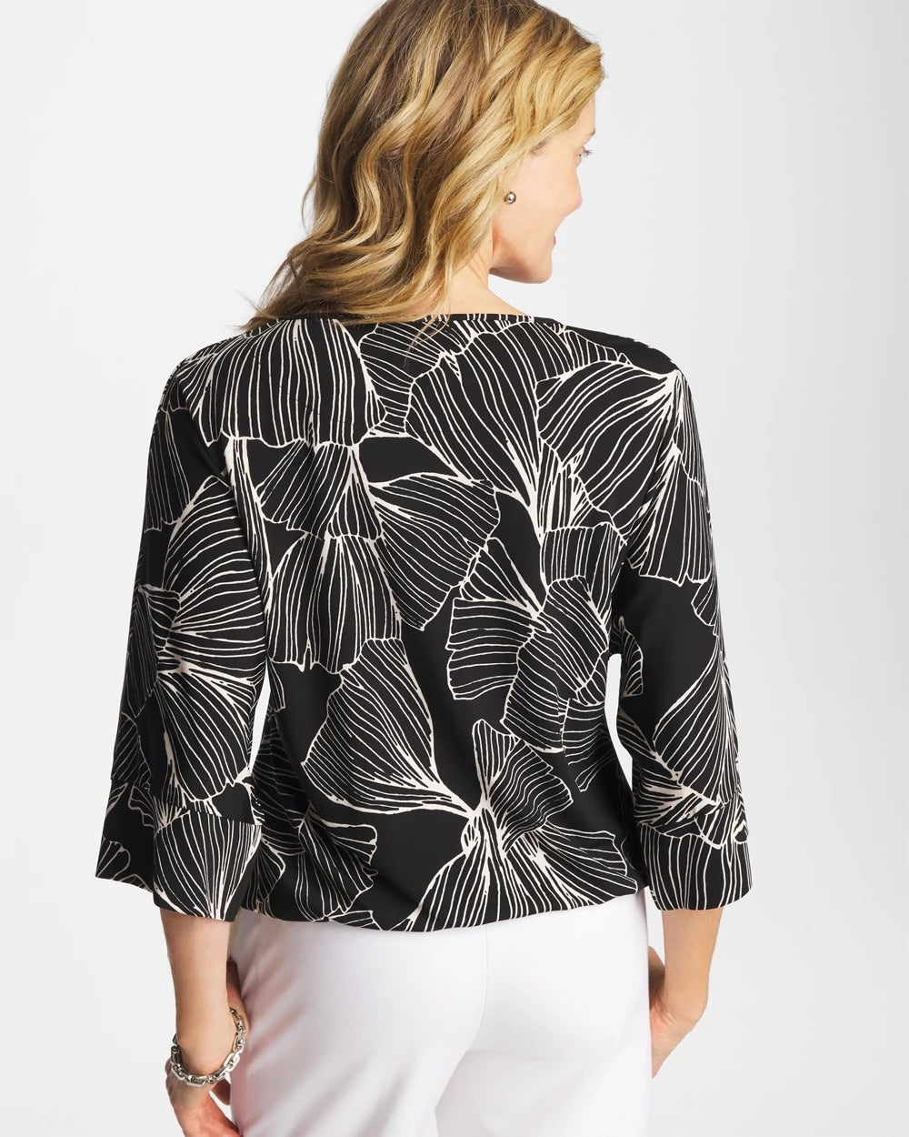 Chico's | Ginkgo Matte Jersey Bubble Hem Top/ Black
