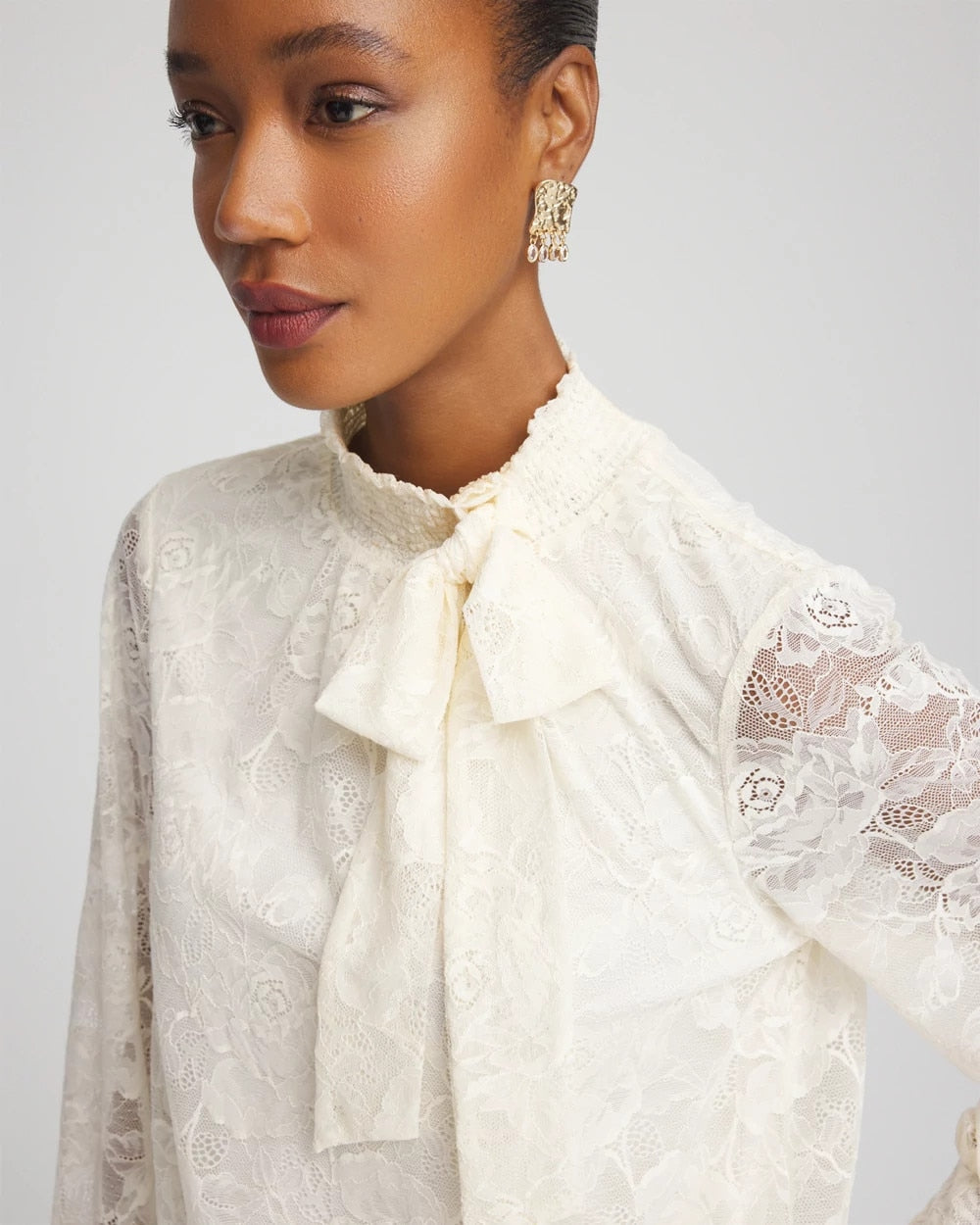 Chico's | Tie-Neck Banded-Bottom Top/ English Cream
