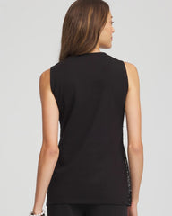 Chico's | Sequin Beaded Notch Neck Tank/ Black