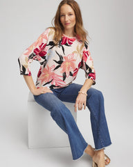 Chico's | Textured Tapered Dolman Top/ Folkloric Red