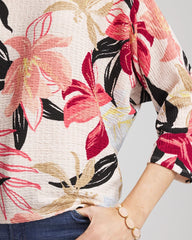 Chico's | Textured Tapered Dolman Top/ Folkloric Red