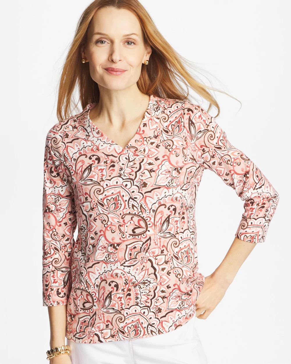 Chico's | Pima 3/4 Sleeve Tee/ Rose Smoke