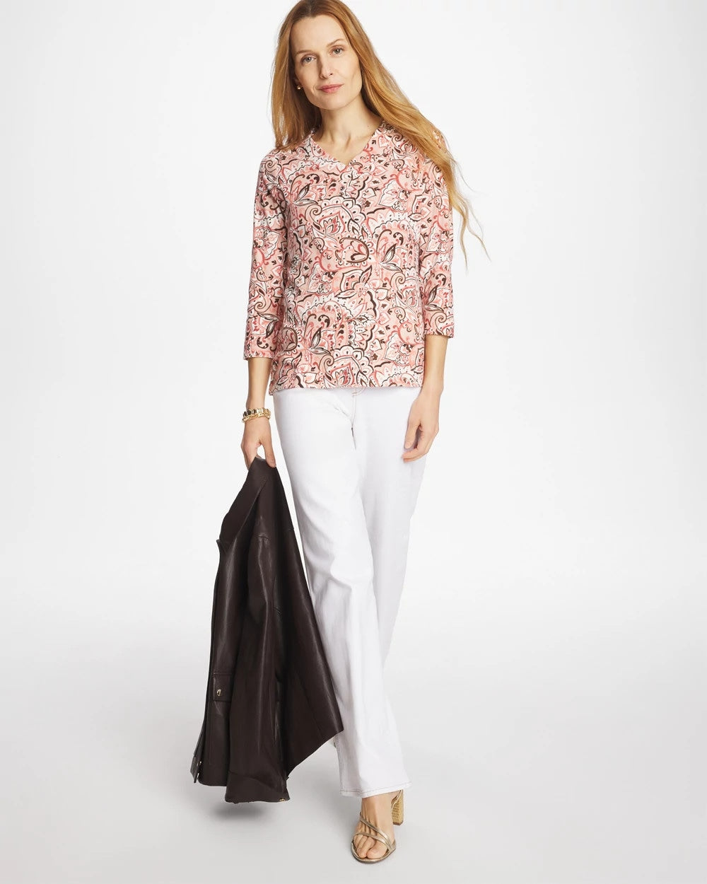 Chico's | Pima 3/4 Sleeve Tee/ Rose Smoke