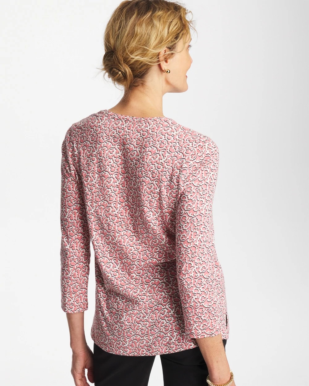 Chico's | Cotton-Slub Splitneck Henley Tee/ Folkloric Red