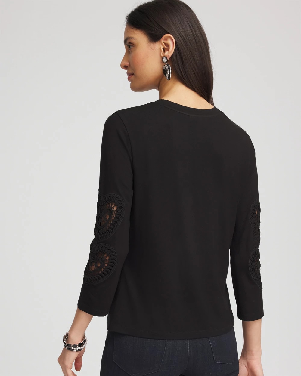 Chico's | Heart Sleeve Detail Tee/ Black
