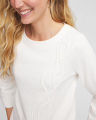 Chico's | Soutache Stitch Top/ Ecru
