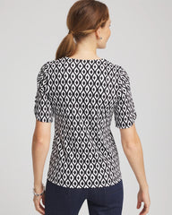 Chico's | Printed Pima Elbow Sleeve Tee/ Black
