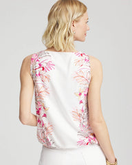 Chico's | Tropical Floral Bubble Hem Tee/ Alabaster