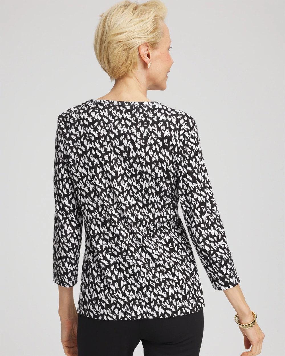 Chico's | Pima Crewneck Button Tee/ Black