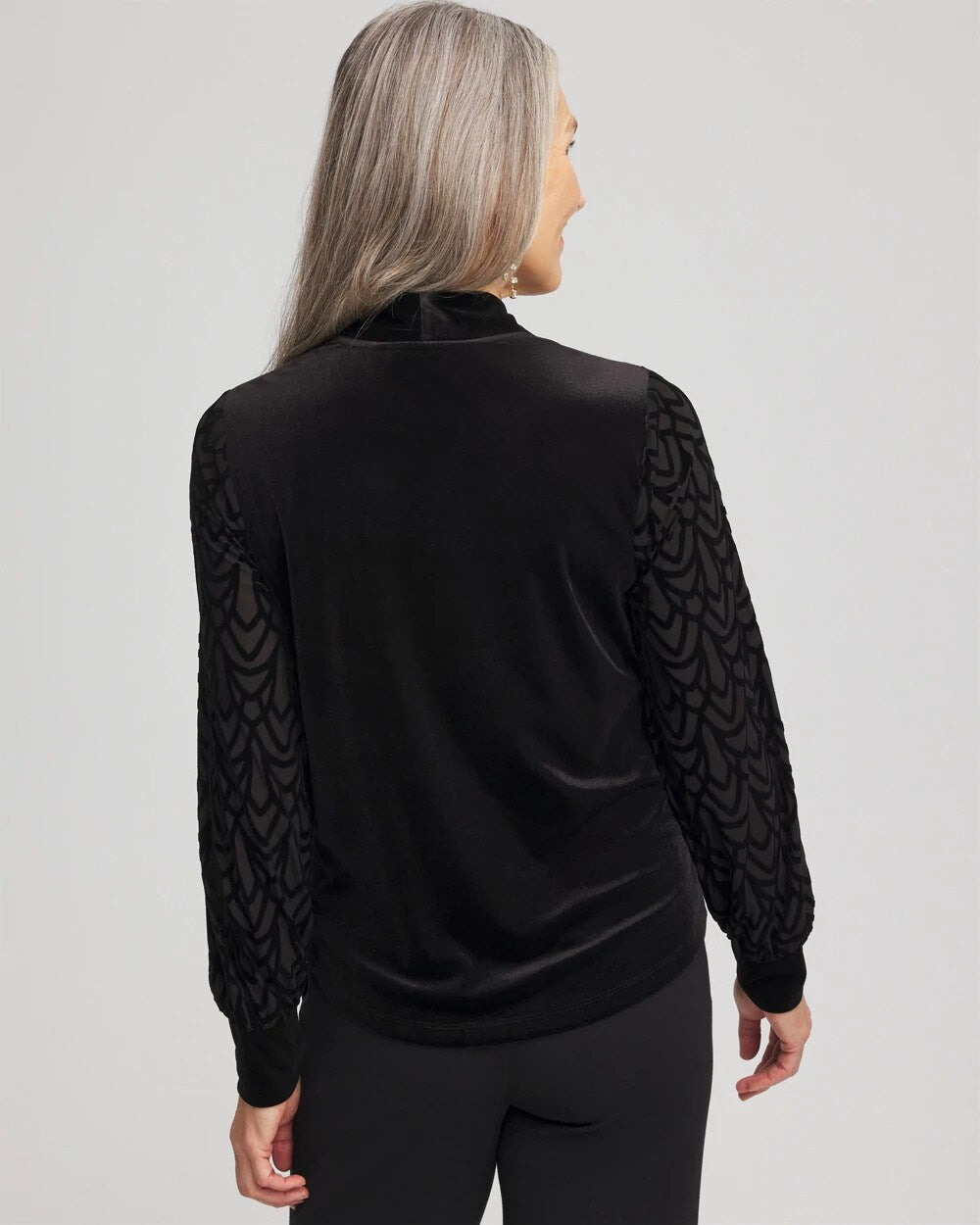 Chico's | Art Deco Velvet Burnout Top/ Black