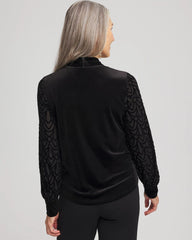 Chico's | Art Deco Velvet Burnout Top/ Black