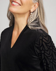 Chico's | Art Deco Velvet Burnout Top/ Black
