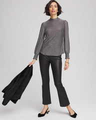 Chico's | Sparkle Smocked Top/ Silver Glitter