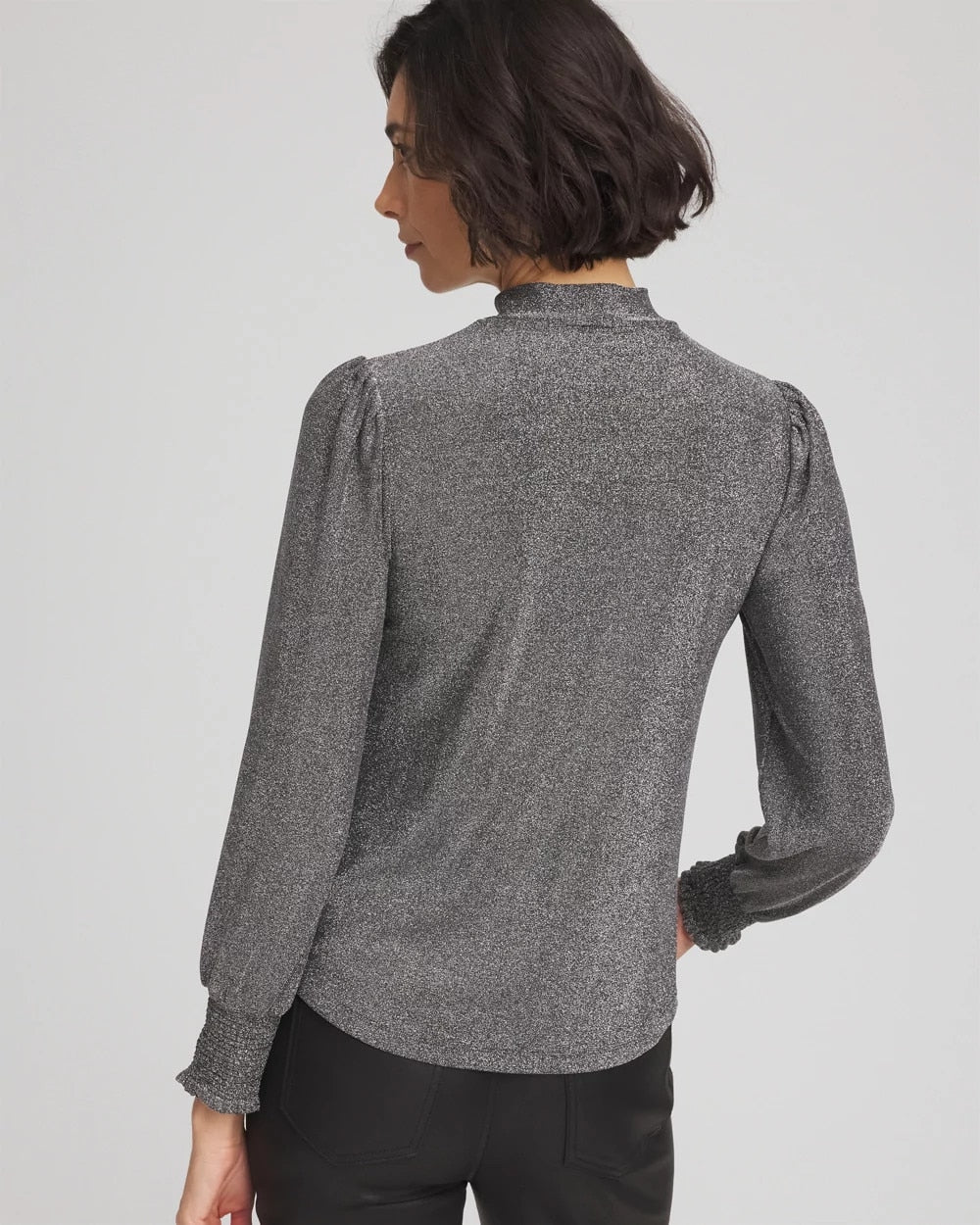 Chico's | Sparkle Smocked Top/ Silver Glitter