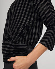Chico's | Velvet Burnout Stripe Banded-Bottom Top/ Black