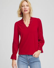 Chico's | Lace V-Neck Top/ Carmine Red
