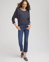 Chico's | Textured Denim-Motif Tapered-Hem Top/ Denim