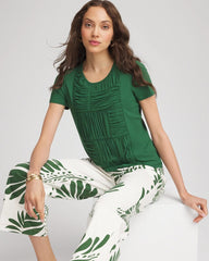 Chico's | Jersey Knit Ruched Front Tee/ Palm Leaf