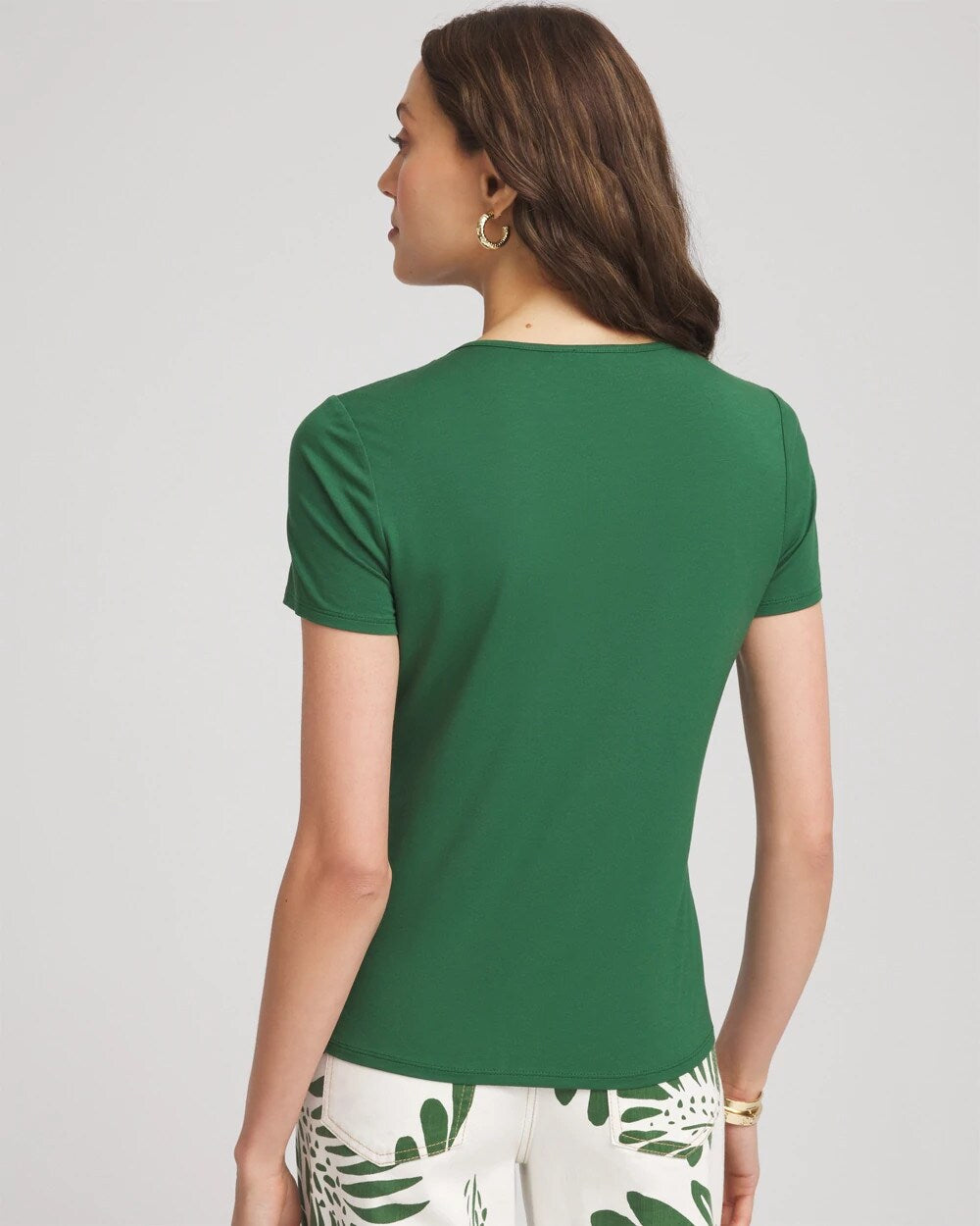 Chico's | Jersey Knit Ruched Front Tee/ Palm Leaf