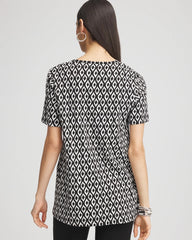Chico's | Graphic Slub V-Neck Tee/ Black