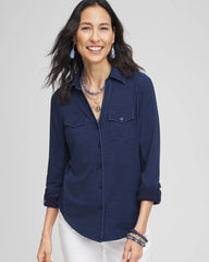 Chico's | Collared Henley Top/ Riviera Authentic