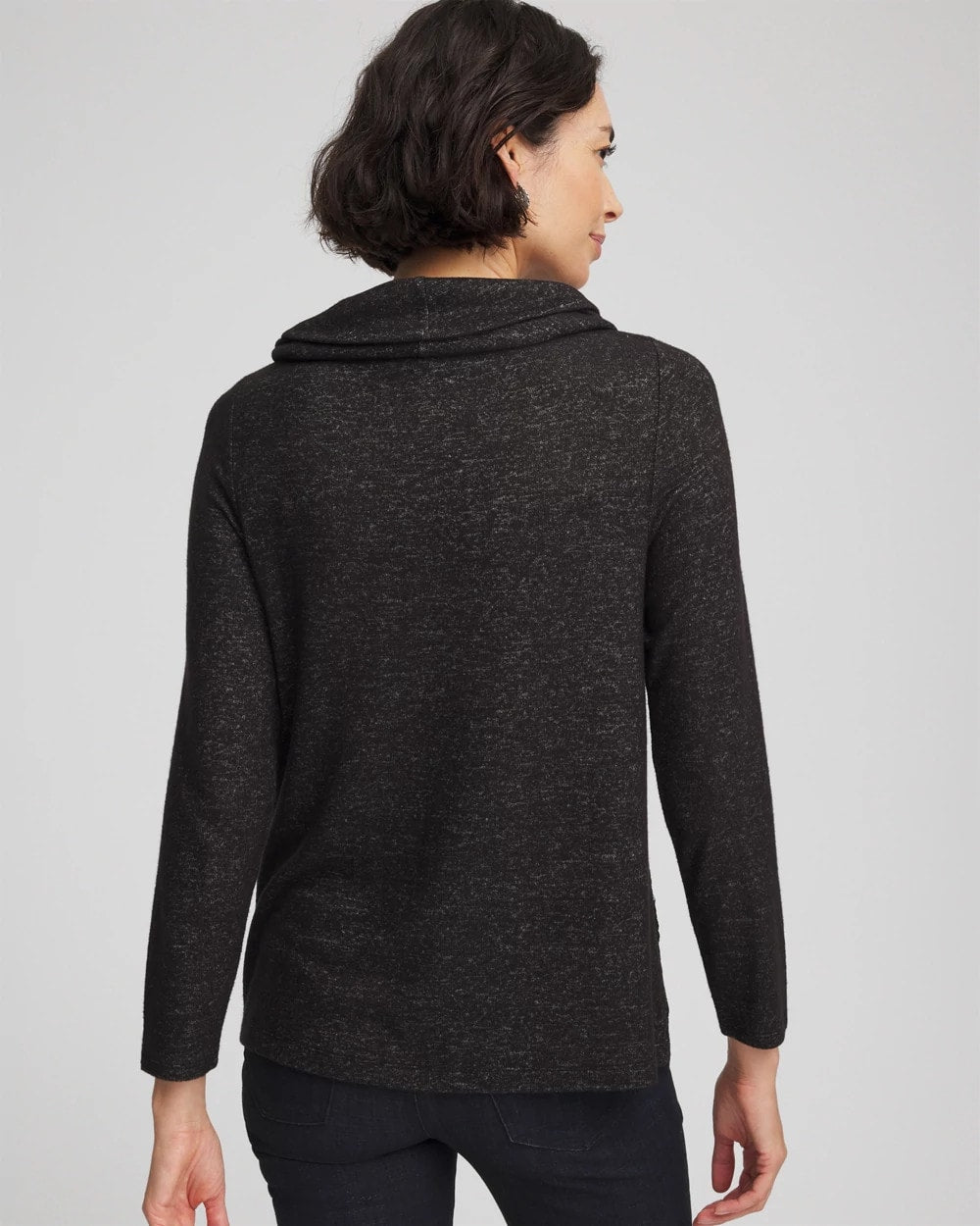 Chico's | Lace Hem Cowlneck Top/ Black
