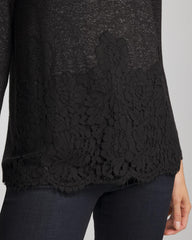 Chico's | Lace Hem Cowlneck Top/ Black