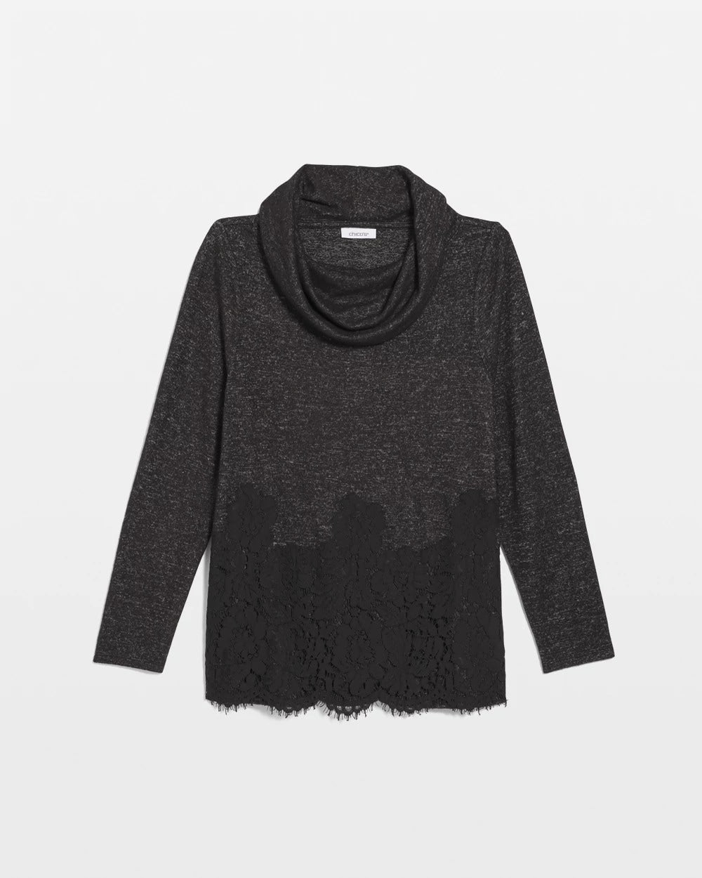 Chico's | Lace Hem Cowlneck Top/ Black