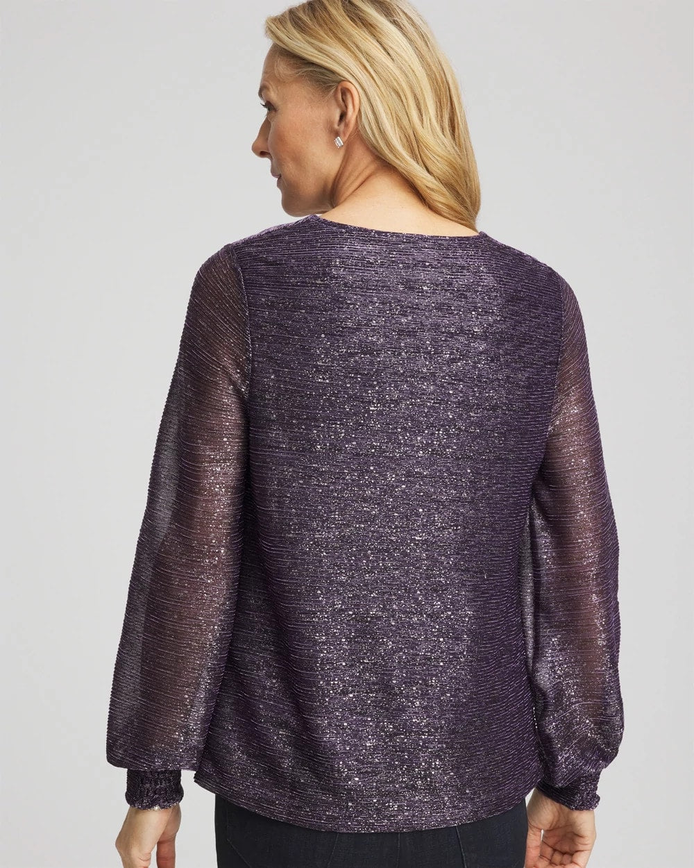 Chico's | Foiled Bodre Top/ Purple Elixir