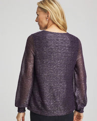 Chico's | Foiled Bodre Top/ Purple Elixir