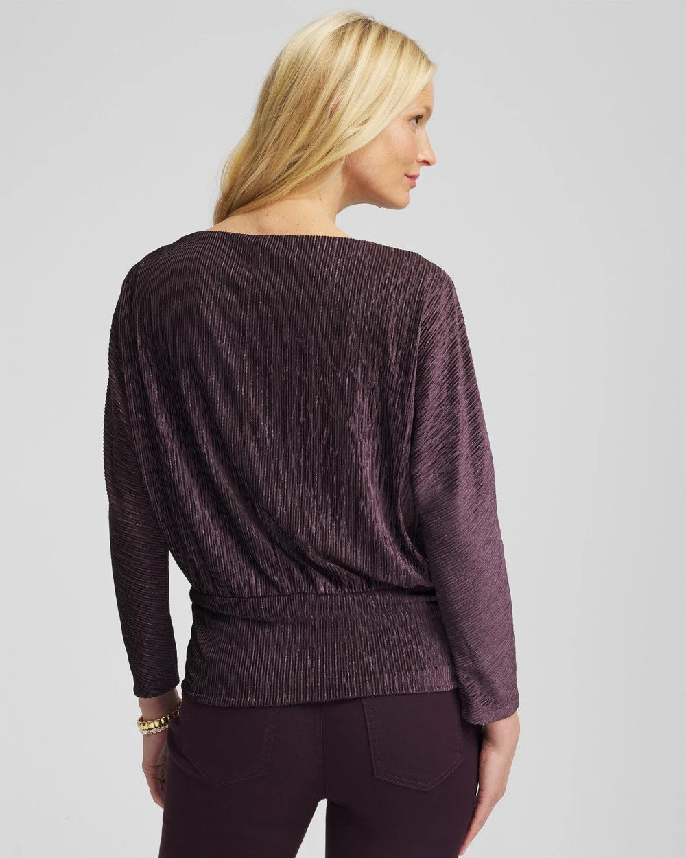 Chico's | Crinkle Velvet Banded-Bottom Top/ Night Bloom