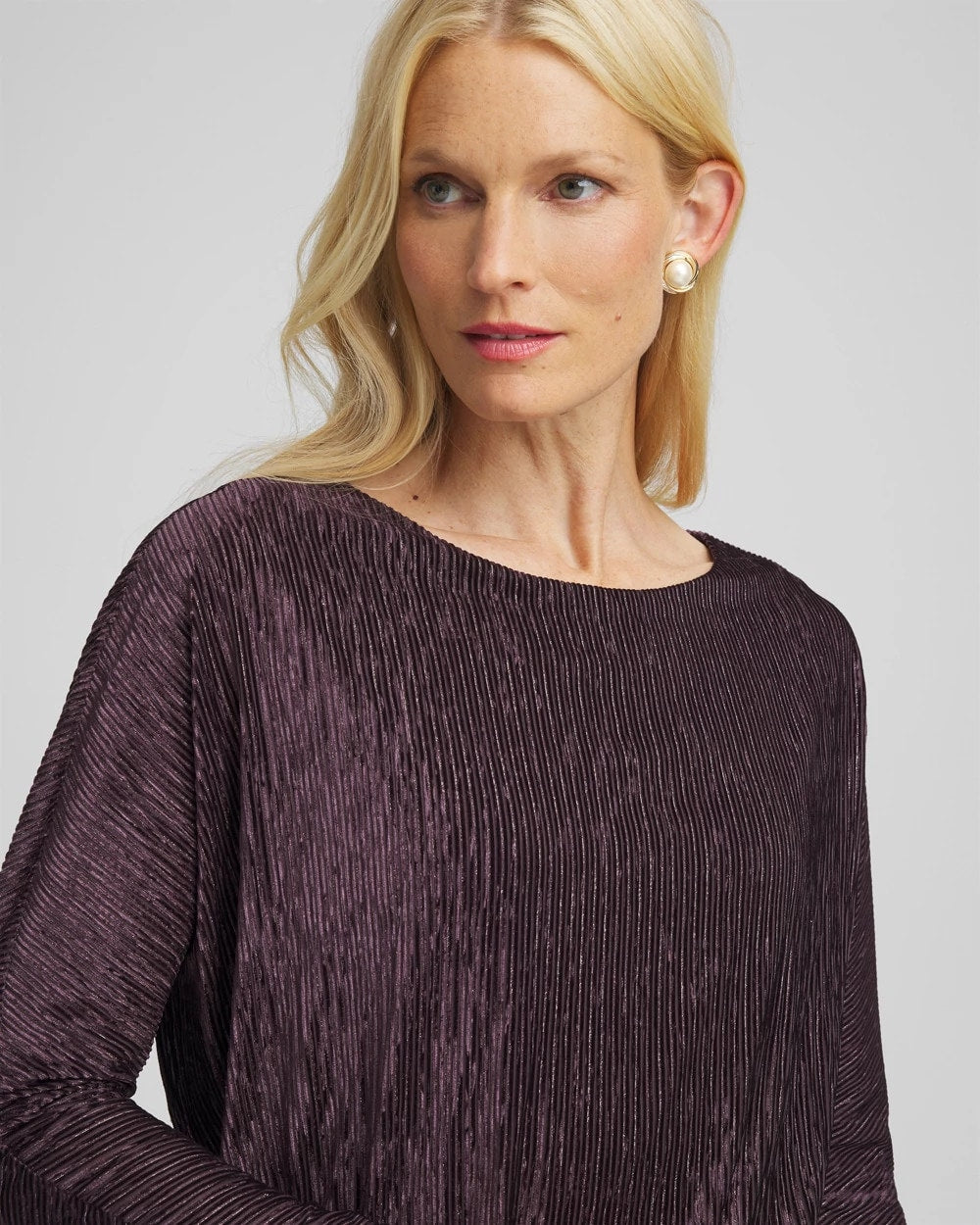 Chico's | Crinkle Velvet Banded-Bottom Top/ Night Bloom