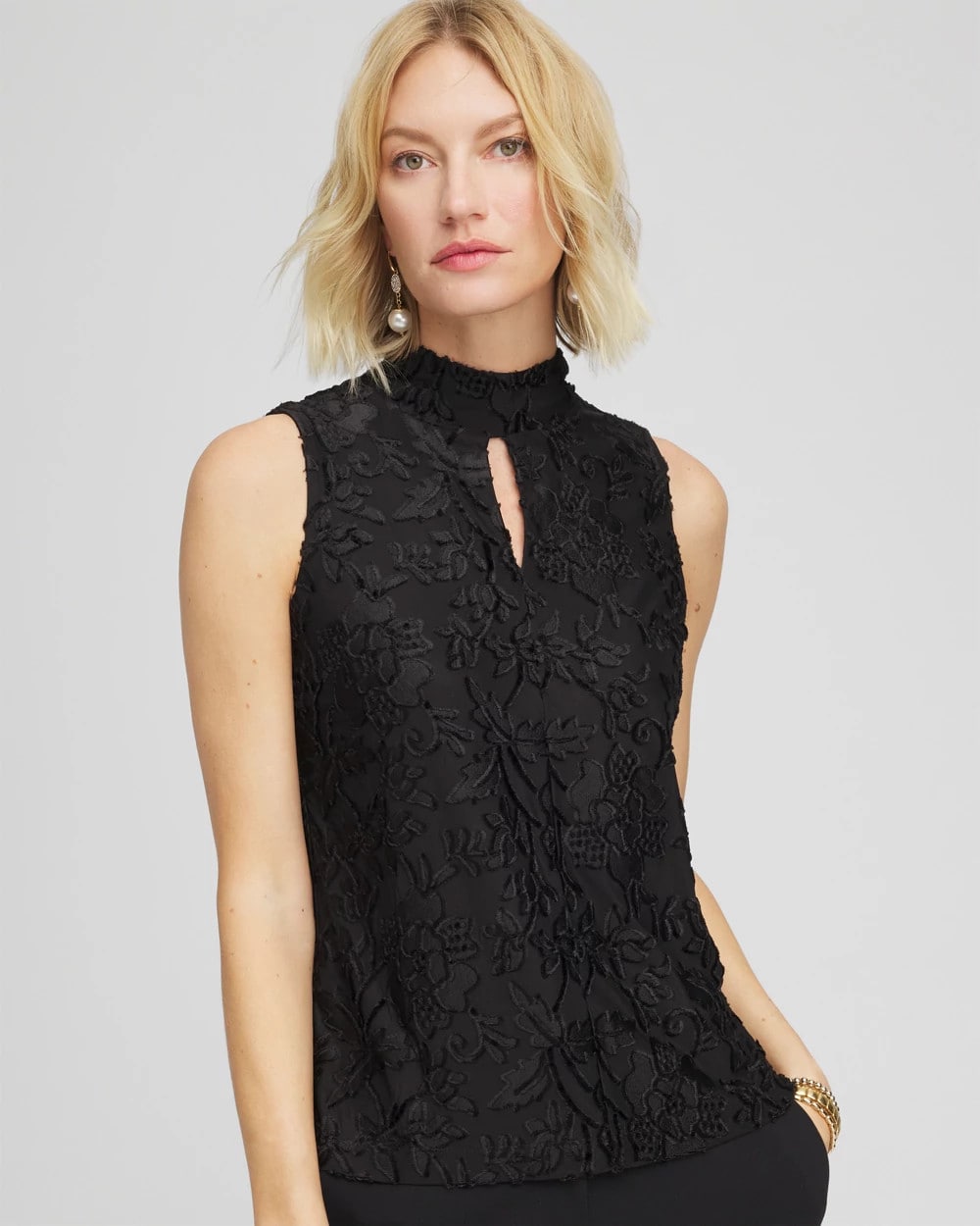 Chico's | Burnout Mockneck Tank/ Black