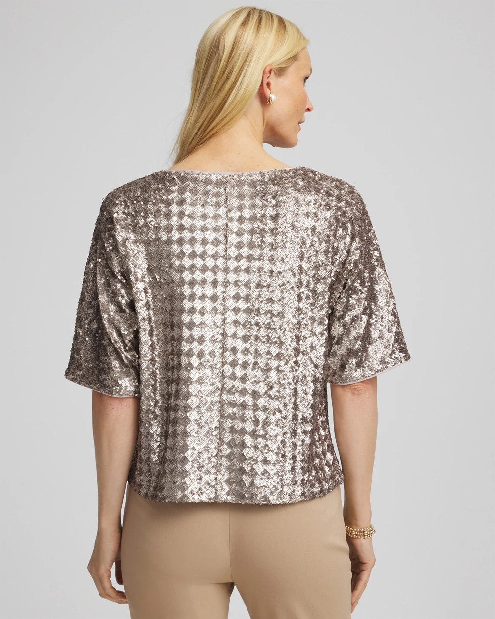 Chico's | Art Deco Dolman Sequins Tee/ Gold
